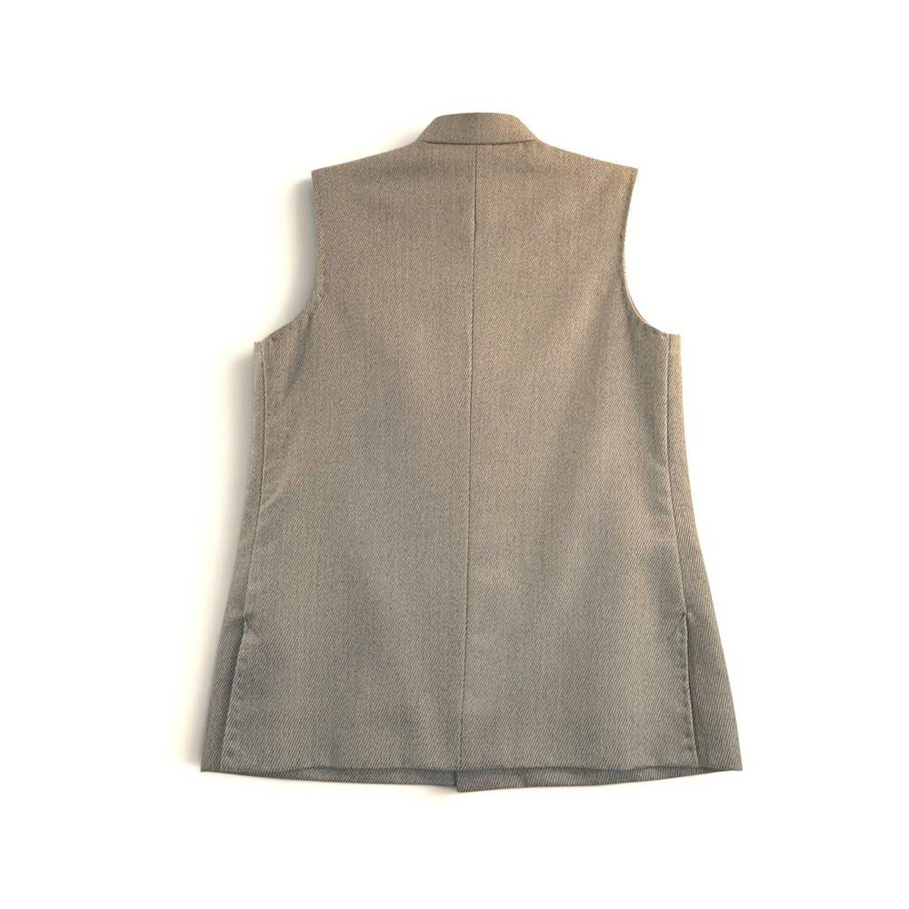 Pensy Nehru Vest 38 Beige Textured Waistcoat Mandarin Collar Button Front PGL - Picture 2 of 10